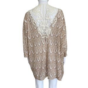 Massini Taupe Cream Crochet Lace Cardigan